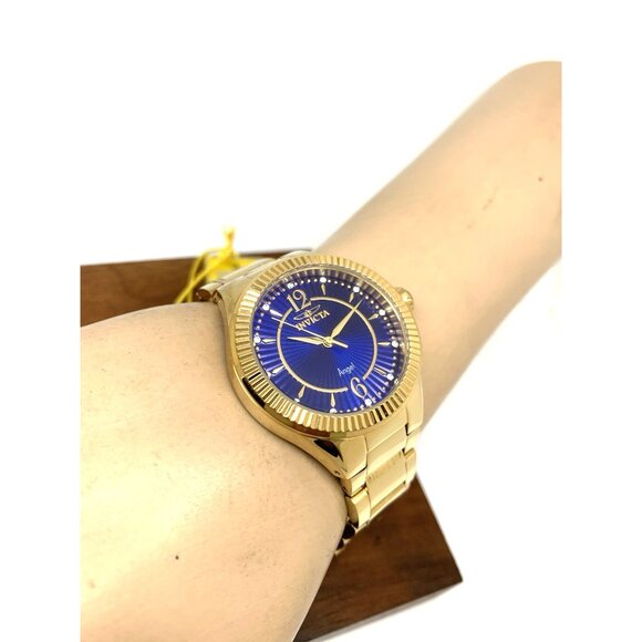 Invicta Women's Watch 28281 Angel Blue Dial Gold Stainless Steel Quartz 35mm - Picture 5 of 13